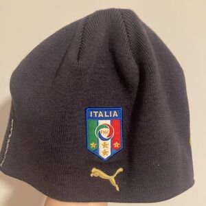 Puma Black Beanie with Italy Emblem